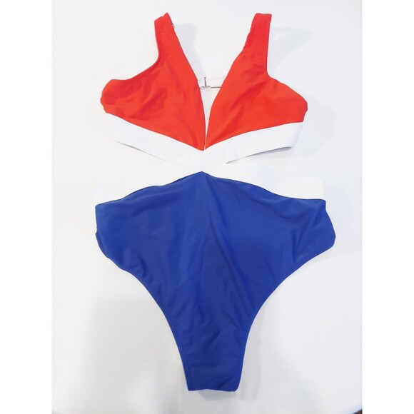 Cupshe Monokini Swimsuit Red White & Blue Sz Med NWT USA Fourth Of July Merica! - Picture 4 of 8